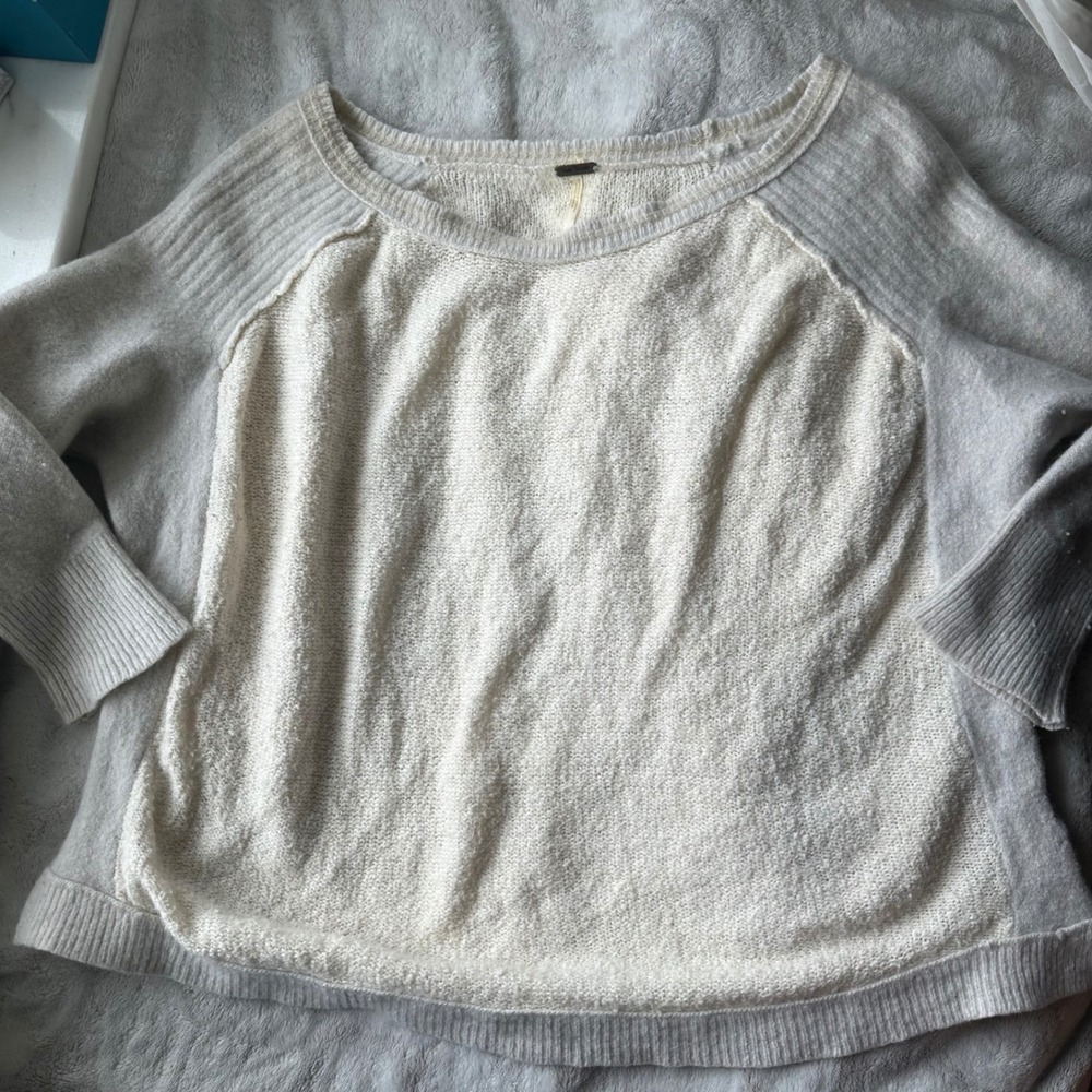 Cozy Cashmere Wool Blend Textured Two Tone Sweater Free People